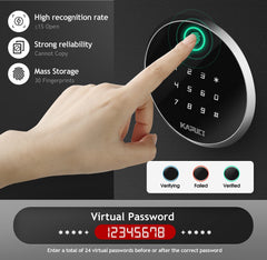 KAPUCI Modern Minimalism Design Biometric Fingerprint Touch Screen Safe, 3.38 Cubic Feet Auto-Open Safe Box with Digital Virtual Password,Safety Steel Household Home Safes for Wardrobe,Home,Office,Hotel