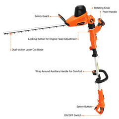 2 in 1 Corded Power Hedge Trimmer, 4.8Amp, 600W