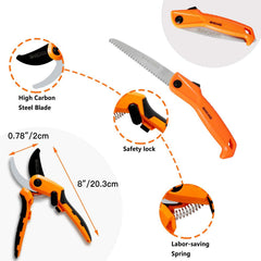 Pruner Set with Bypass Loppers, Hedge Shears, Bypass Pruner & Pruning Saw