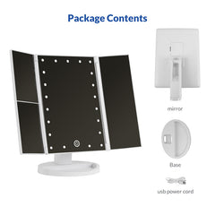 Three-paneled Mirror With 2.3 Times Magnification and Led Light MR01
