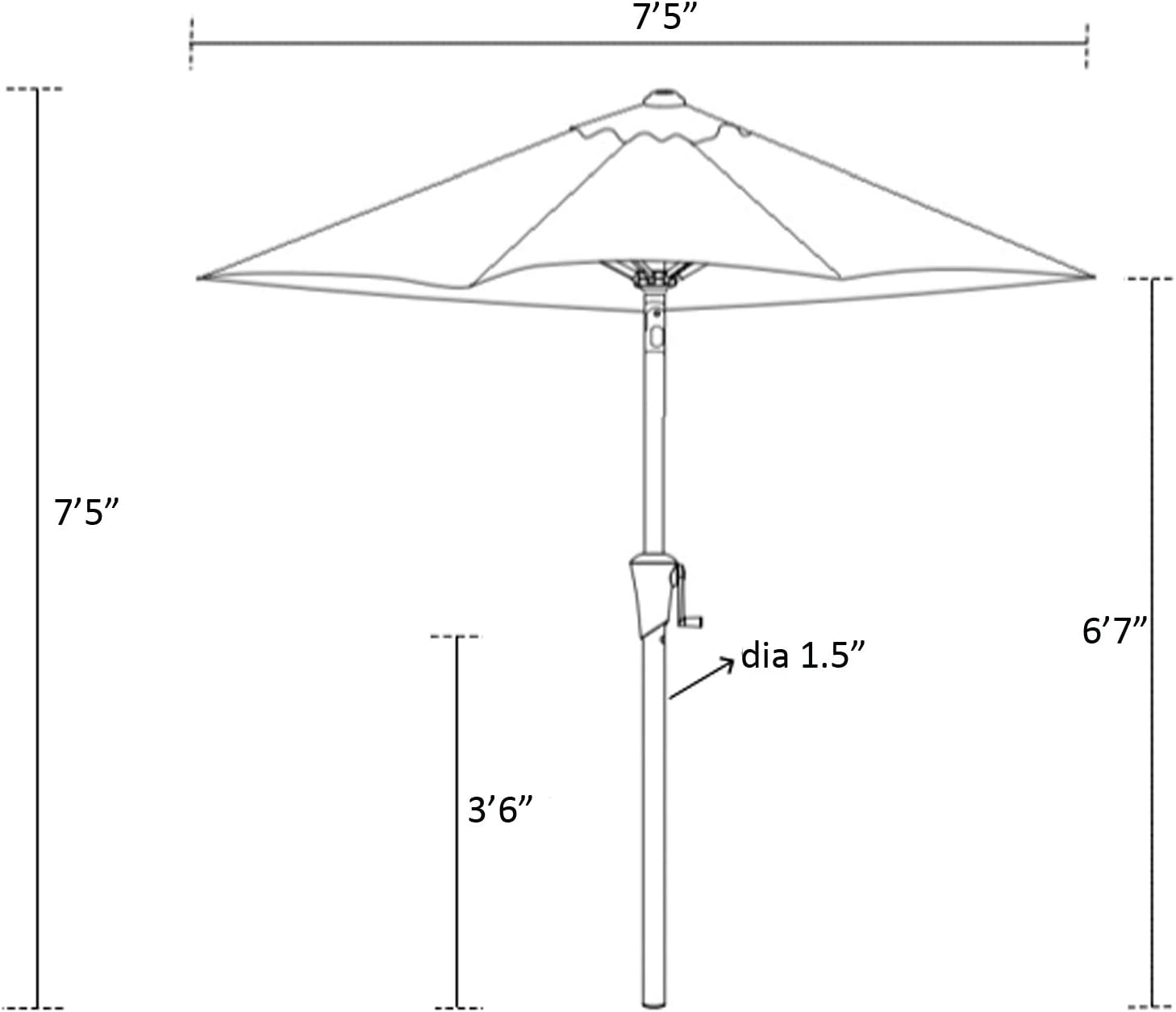 c-hopetree 7'5 outdoor patio furniture bistro cafe table umbrella C-Hopetree 7.5 ft Outdoor Patio Market Table Umbrella with Tilt, Beige – Price Depot