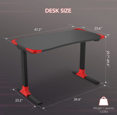 GD9E Electric Height Adjustable Gaming Desk - 48" W